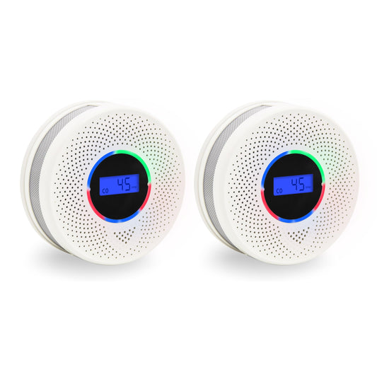 10-Year Battery Smoke and Carbon Monoxide Detector, 2-in-1 Smoke CO Alarm with Digital Display, Reliable Fire and CO Alarm for Home, Bedroom, Kitchen (2 Pack)