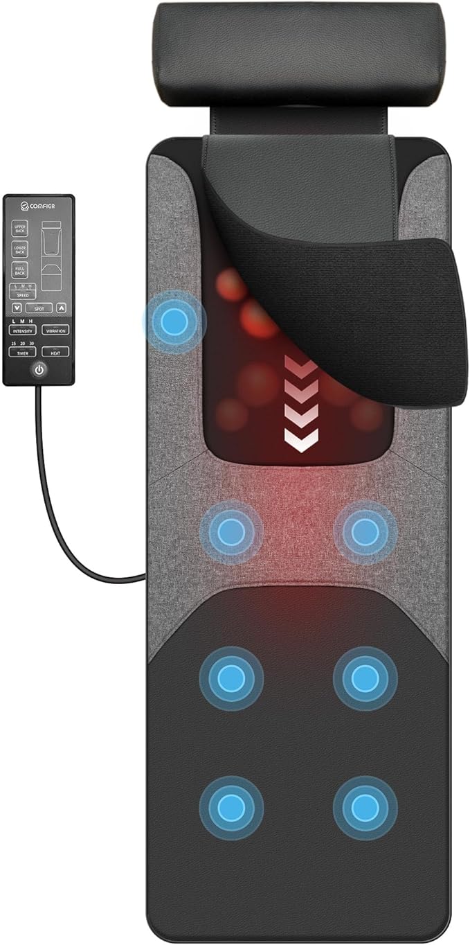 COMFIER Shiatsu Full Body Massage Mat with Heat, Back Massage Pad for Pain Relief Deep Tissue Kneading & Vibration Heating...