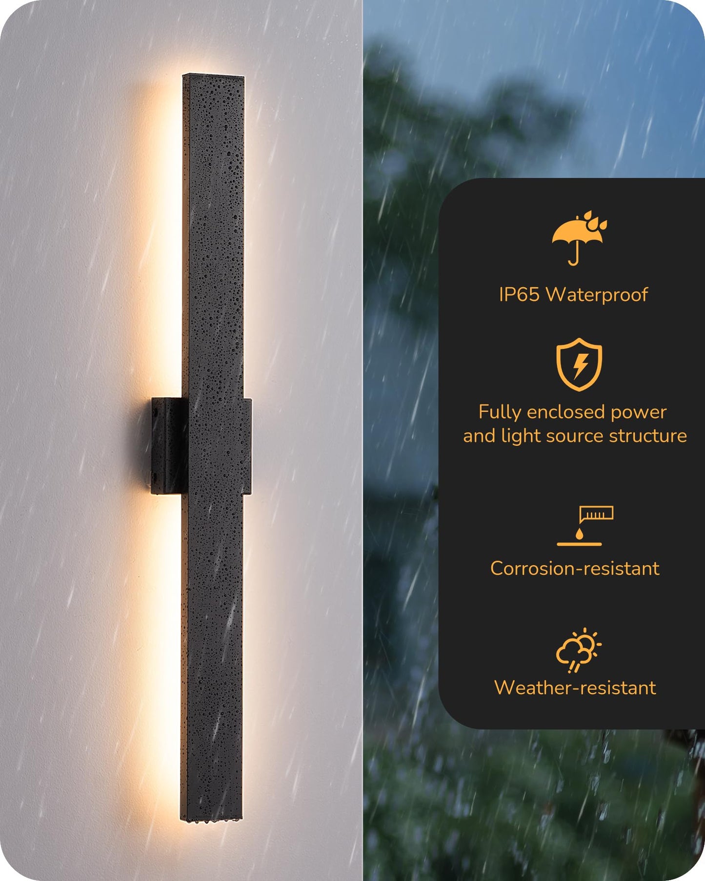 Edishine 31In Led Outdoor Wall Lights  3Cct & 10%-100% Dimmable  Ip65 Waterproof  Modern Exterior Lighting Fixtures  Long Exterior Wall Lights For Garage  Front Door  2 Pack  Black