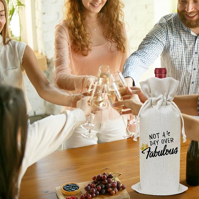 Birthday Wine Bag, Funny Wine Gifts for Women Men, Birthday Gifts for Mom Wife Friend, Party Favor Wine Champagne Gift Bag With Drawstring -01