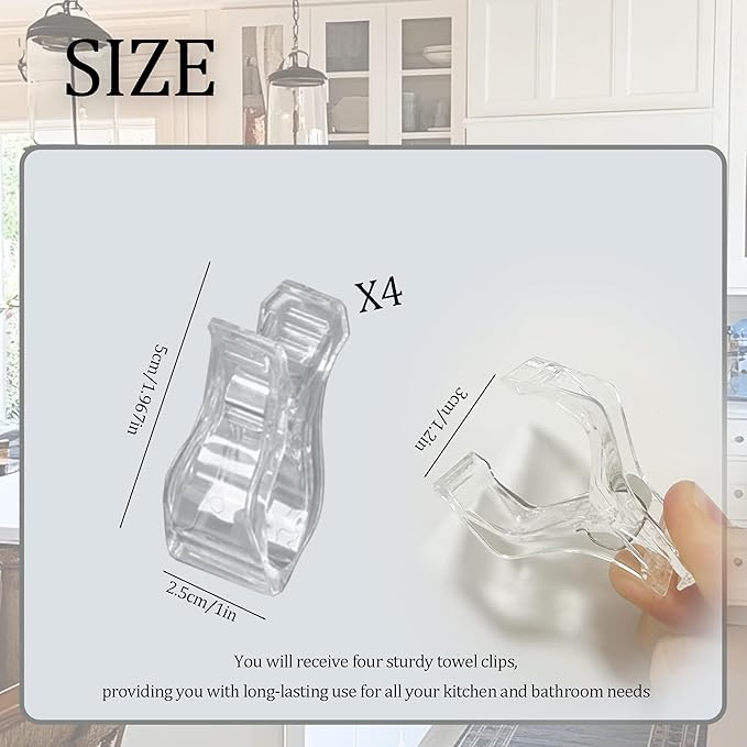 4 Pieces Towel Clips for Kitchen Secure The Towel Suitable for Kitchen Bathroom Dishwasher Handle Towel Rack(Transparent)