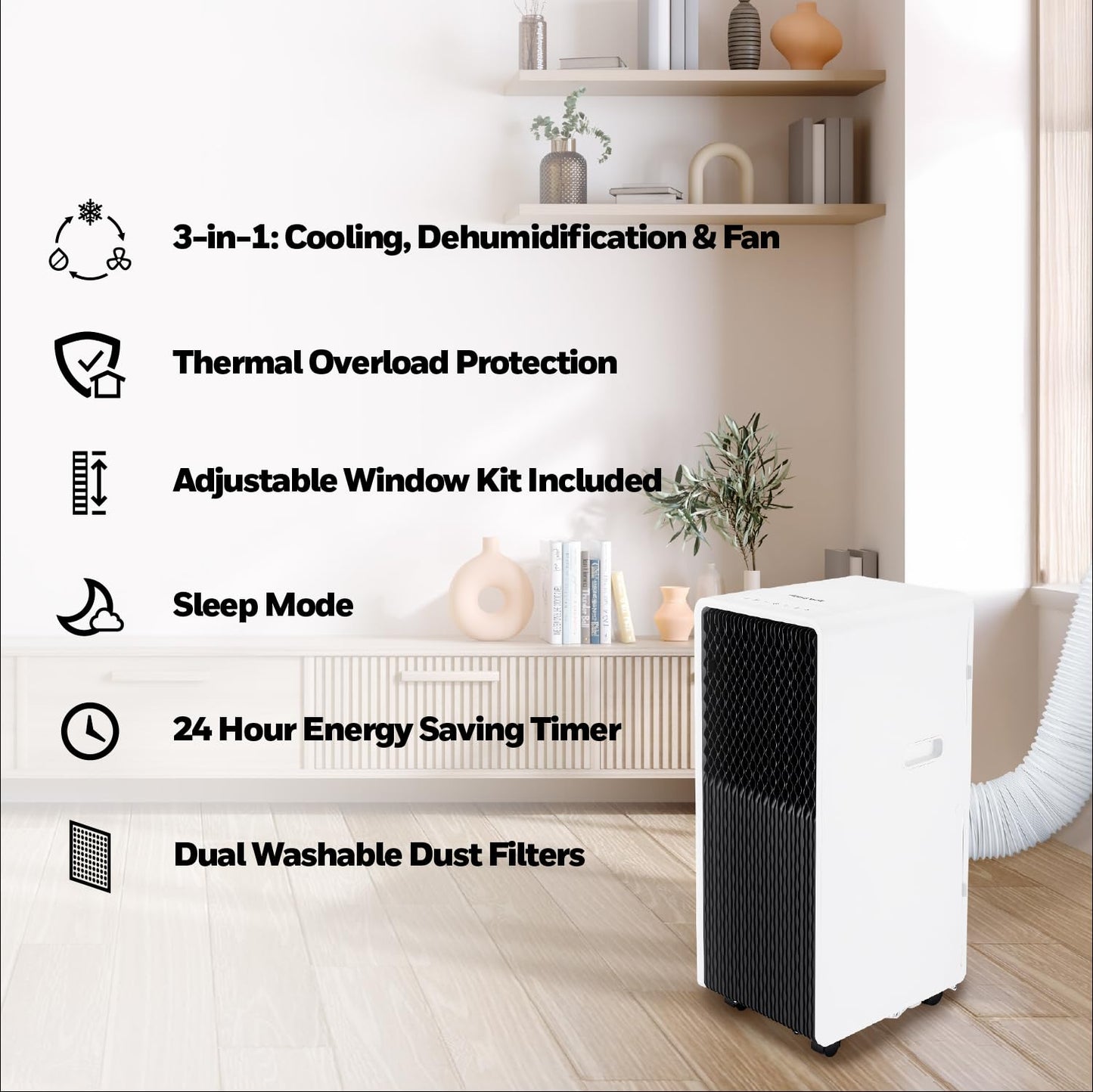 Honeywell 11,000 Btu Slim Portable Ac With Fan, Dehumidifier - Cools Up To 500 Sq. Ft., Hx2Cesawg8 (8,000 Btu Sacc)