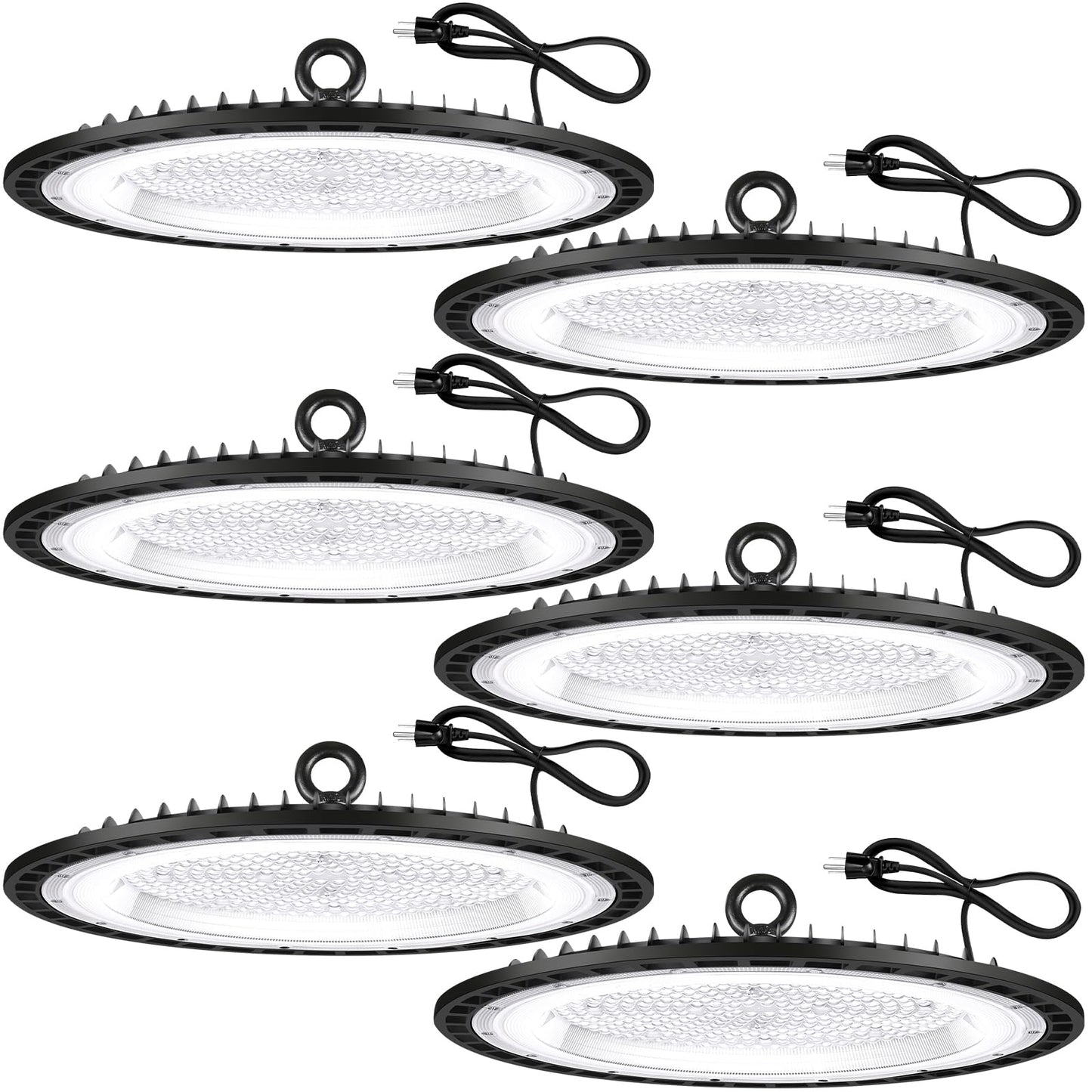 Yanycn 6 Pack 240W Ufo Led High Bay Light Fixture 120Vac 40000Lm 5000K Daylight Commercial Shop Bay Lighting [1050W Mh/Hps Equiv.] Us Plug Area Lighting For Warehouse/Barn/Gym/Factory/Workshop