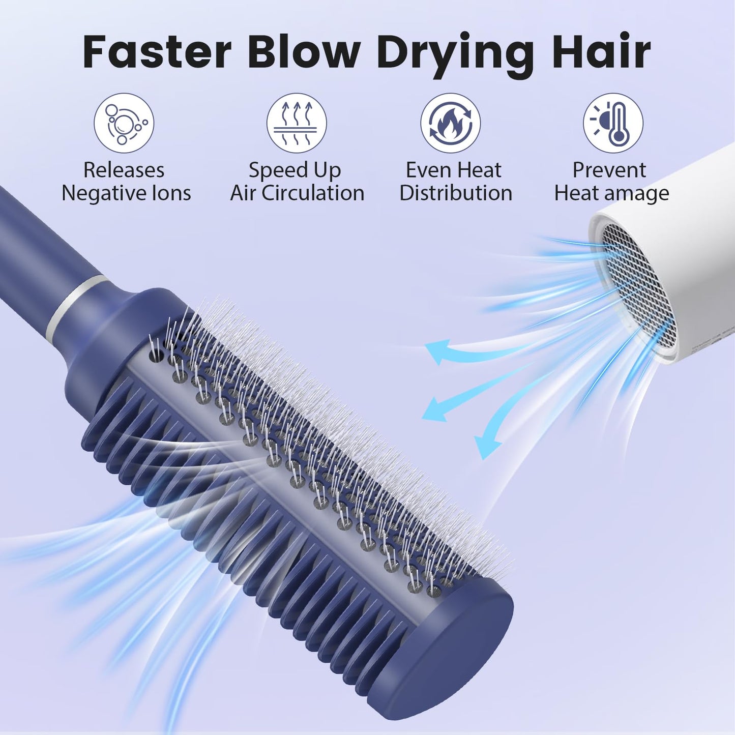 SHINLEA Ceramic Round Brush for Blow Out, Newly Upgraded Round Brush for Blow Drying with Distribution Grooves and Nylon Bristle