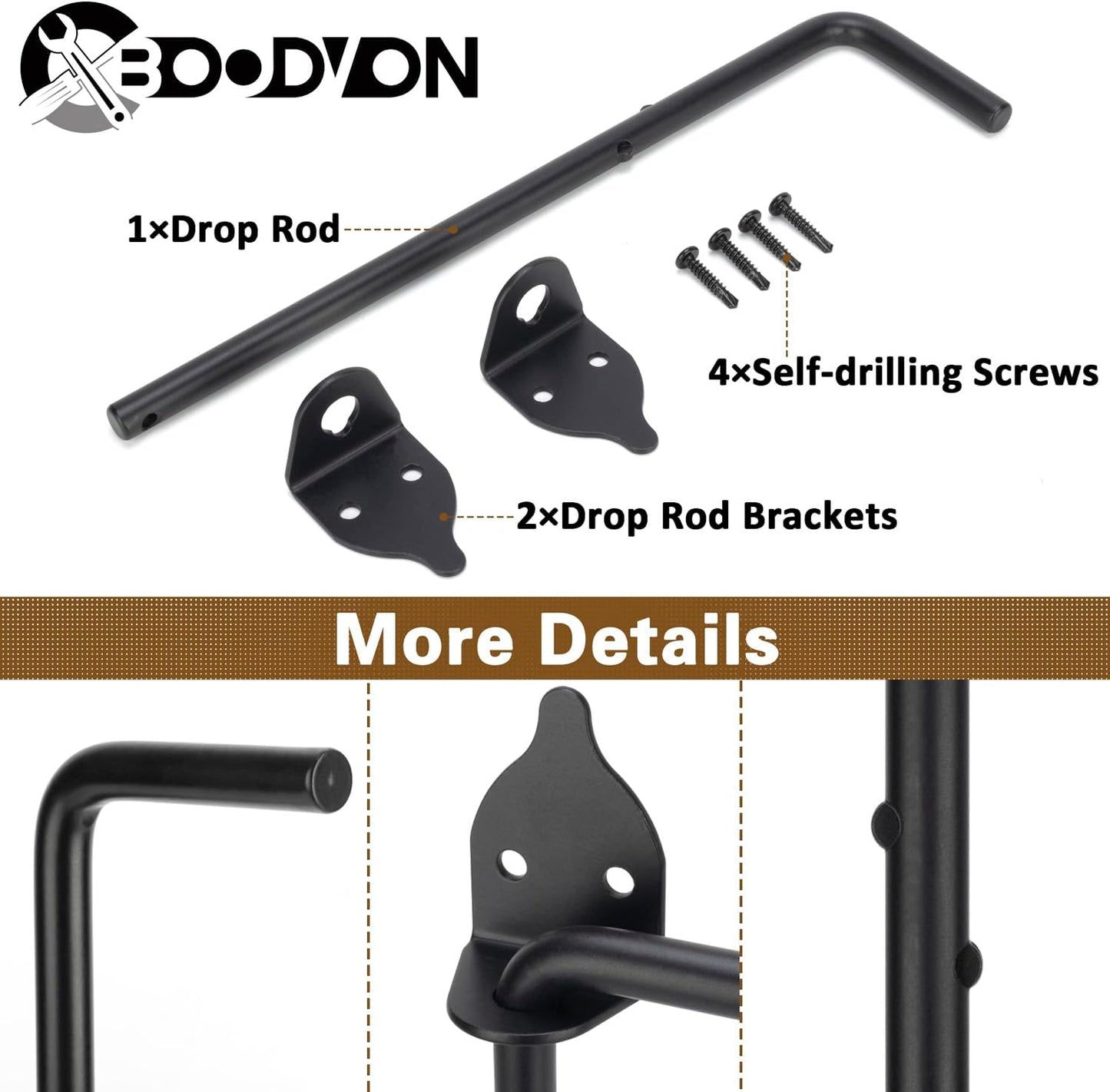 12 Inch Cane Bolt Gate Drop Rod Heavy Duty Gate Hardware, Gate Ground Latch for Wooden Fences, Metal Gates Doors Stopper for Gate Ground, Wrought Iron Gate Latches, Black Finish(1 Pack)