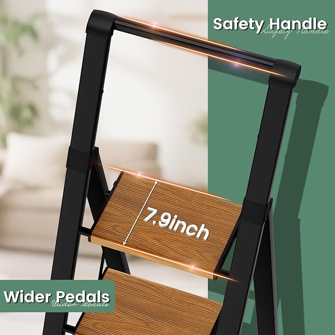 Step Ladder 4 Step Folding Kitchen Step Stool for Adults, Ladders for Home