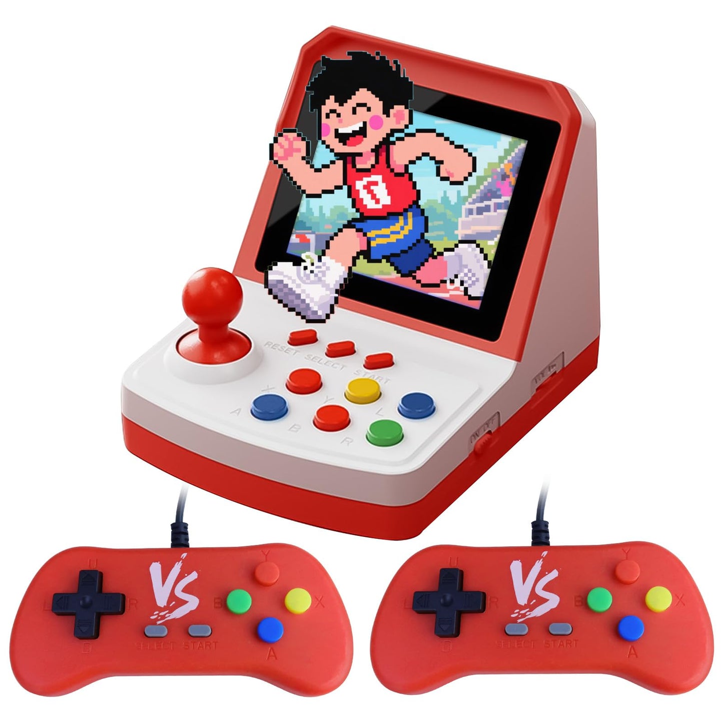 Colourbing A6 Retro Handheld Game Console - Supports 1000+ Games,3.2 Inch Screen,Mini TV-Style,Plug & Play to Big Screen,2-Player Ready - Birthday Gift for Boys and Girls,Video Games for Partner(Red)