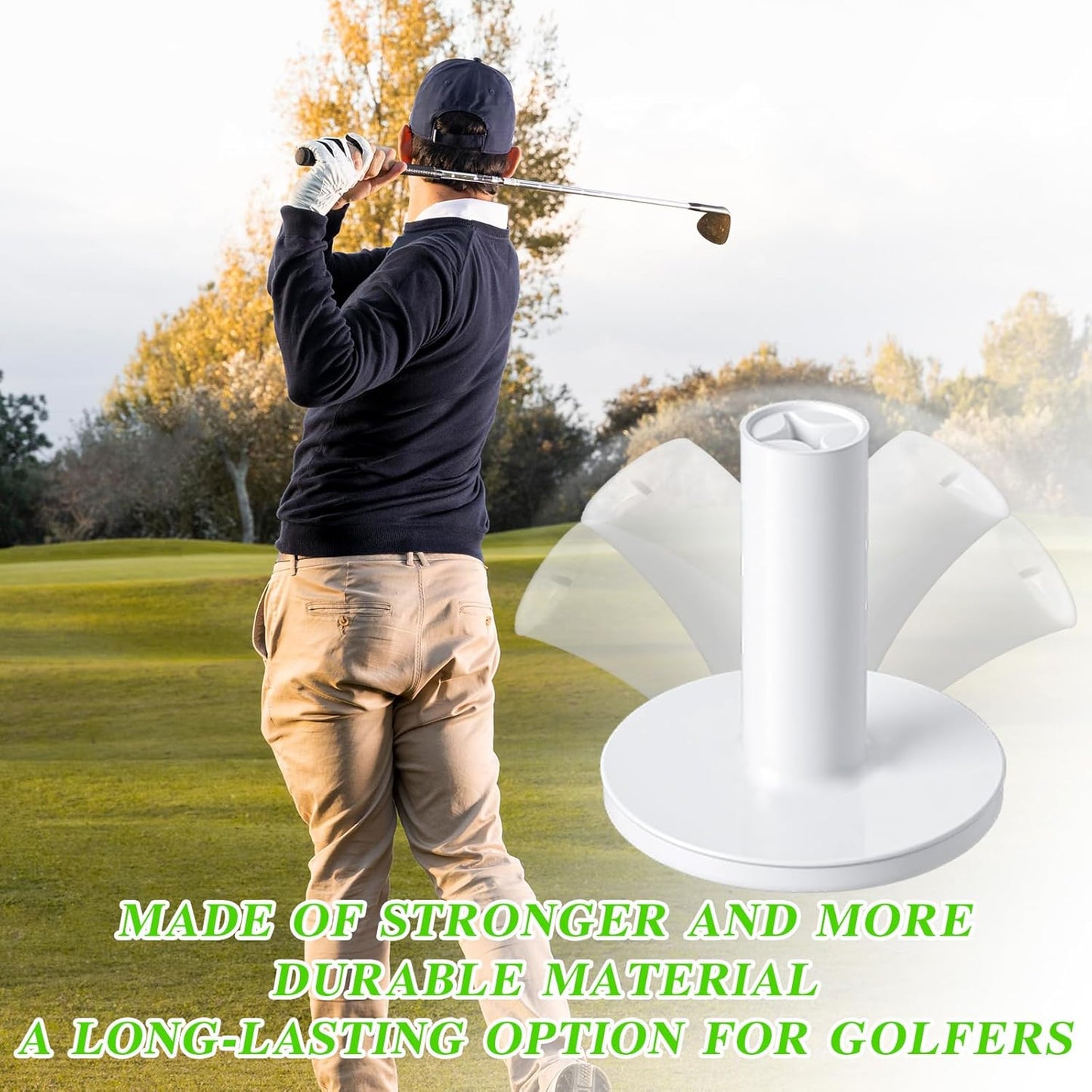 40 Pcs Rubber Golf Tees for Mats, Golf Tee Holder for Driving Range & Simulator, Unbreakable Golf Mat Tee - Golf Accessories for Indoor & Outdoor Practice, 2 Sizes Rubber Tees & 2 Sizes Tees
