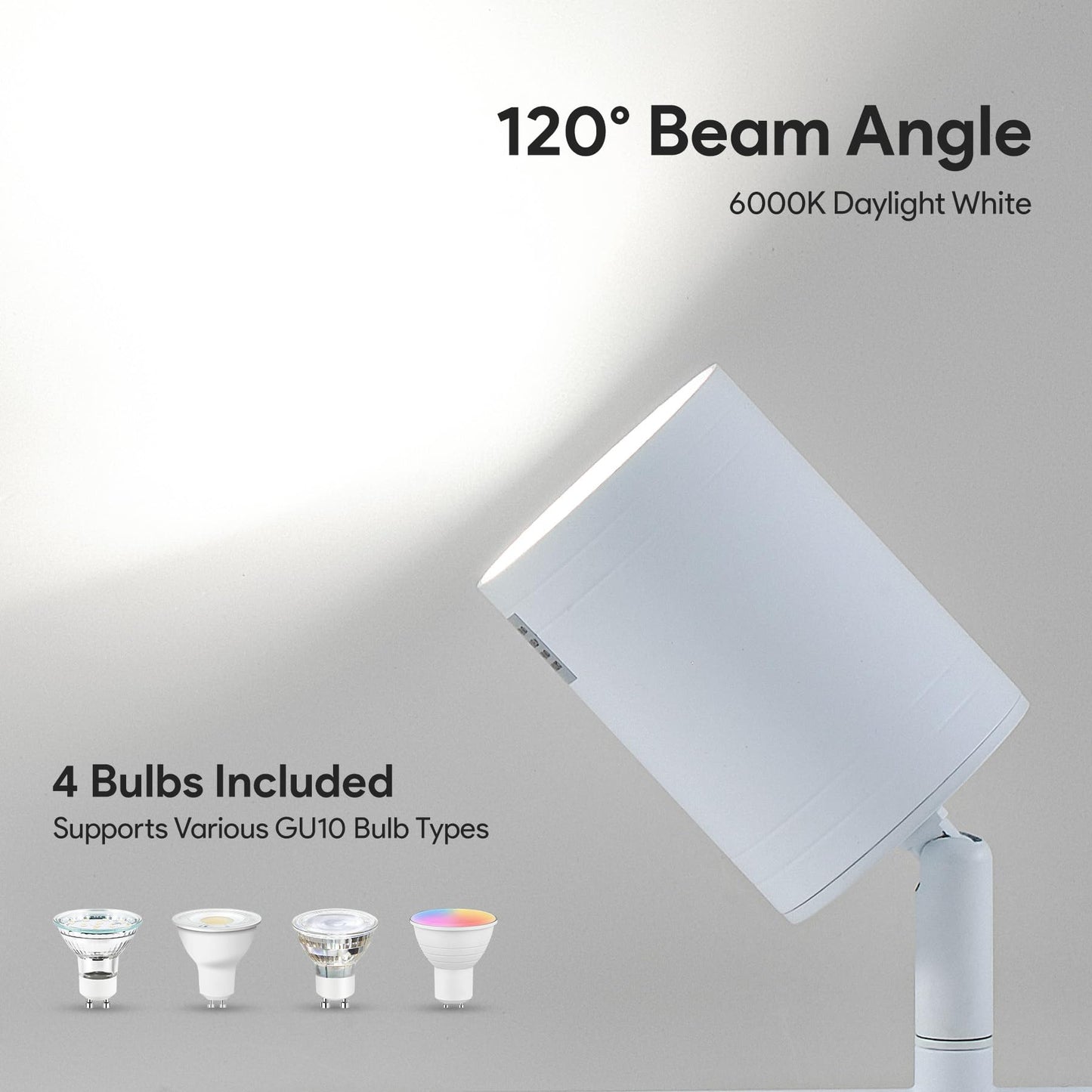 Vonluce 4 Light Track Light Fixture  Led Track Lighting Kit With Rotatable Track Heads  3-Color Gu10 Bulbs Included  Modern Ceiling Spotlight For Kitchen Office Closet Studio Bedroom  White
