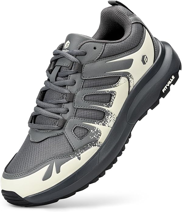 FitVille Men's Wide Hiking Shoes Water Repellent Trekking Trails Outdoor Sneakers Cushioned Lightweight Walking Running Sh...