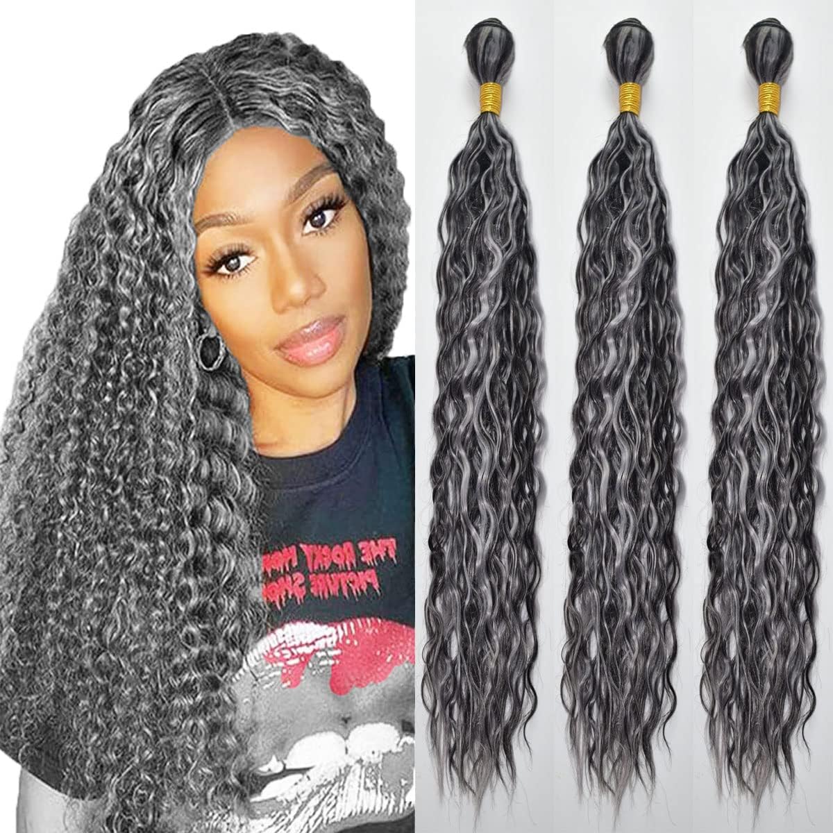 Lagalaga Bundles Human Hair 22 24 26 Inch Deep P4/GREY Human Hair Bundles Unprocessed Brazilian Virgin Hair Quick Weave Hair for