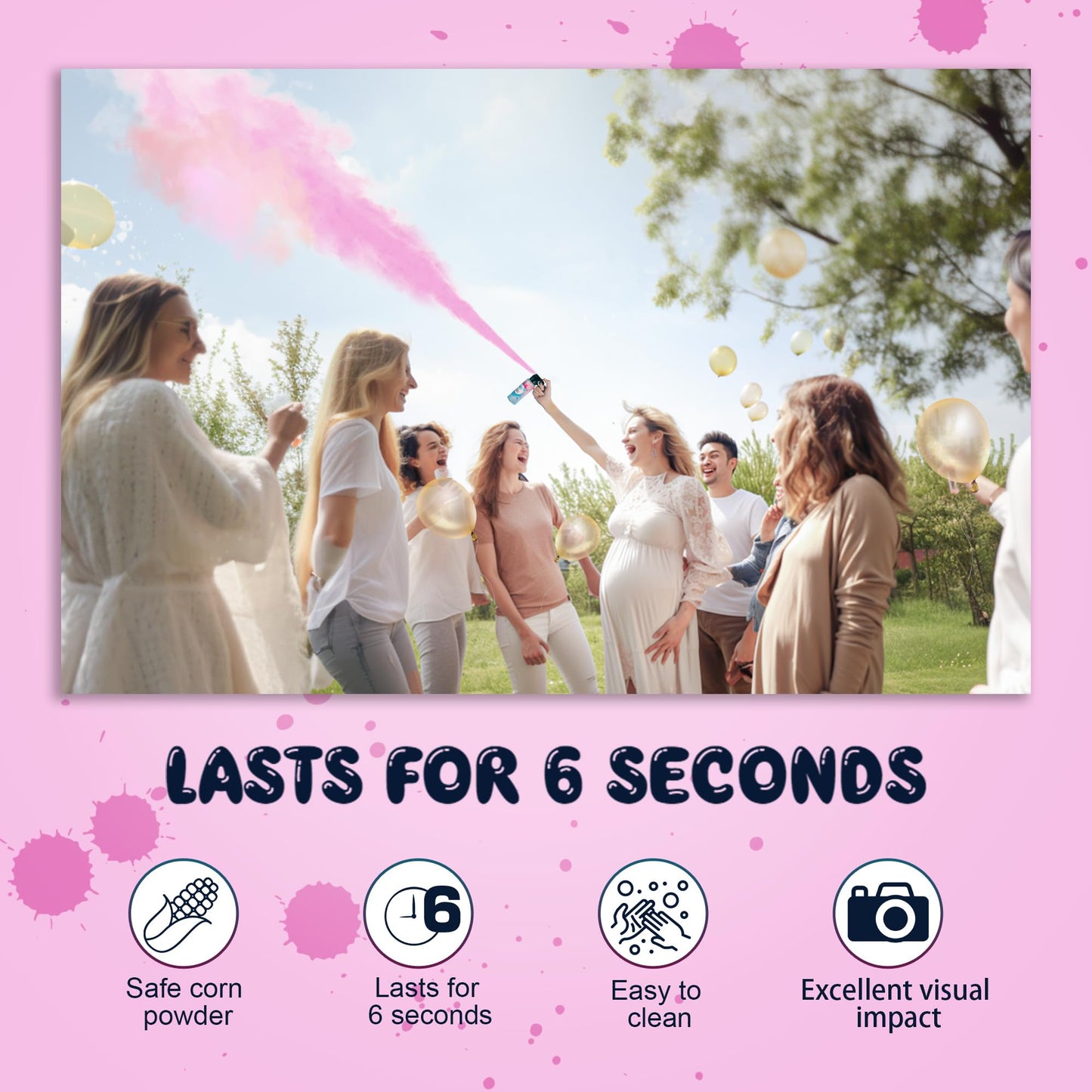 POPUPARTY Gender Reveal Fire Extinguisher Color Blasters, 2 Pink Blasters for Baby Girl Gender Reveal
