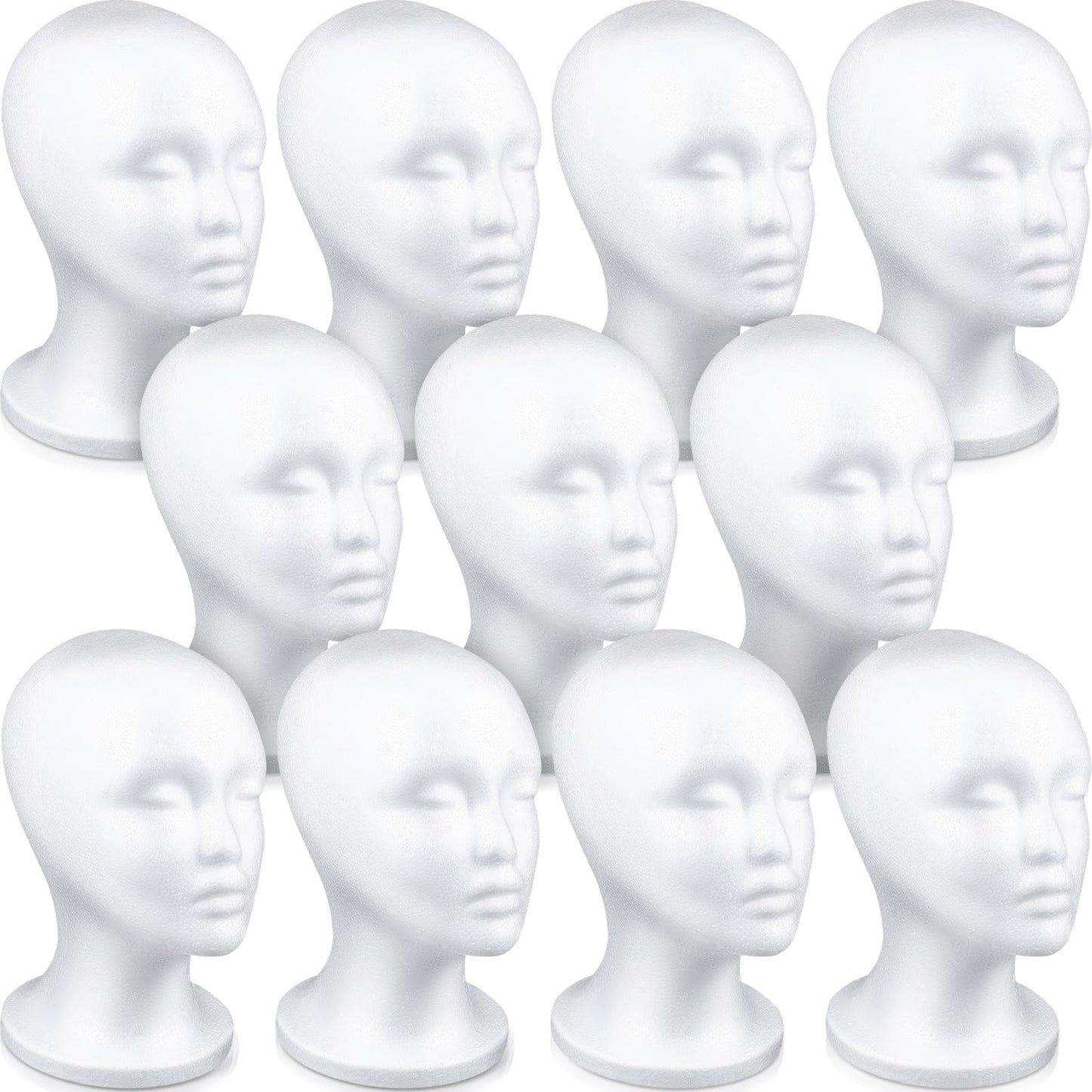 Thyle 10 Pcs Foam Wig Head Bulk Wig Display Mannequin Head Stand Model Foam for Style, Masks, Hats, Wigs, Salon and Travel, Hall