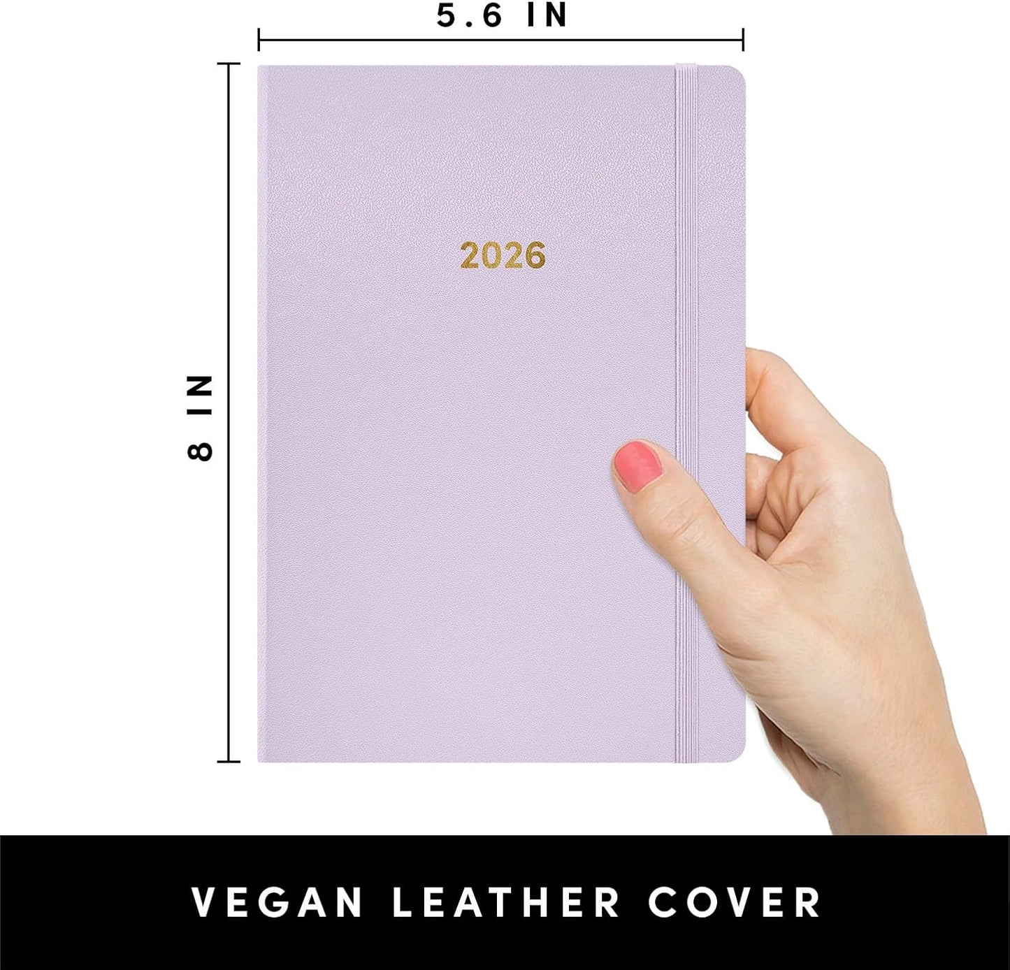 PAPERAGE 2026 Weekly & Monthly Planner, 12 Months (January 2026 - December 2026), 5.6 in x 8 in, Hardcover 2026 Planner with Weekly & Monthly Spreads, Note Pages, Stickers & Back Pocket – Lavender