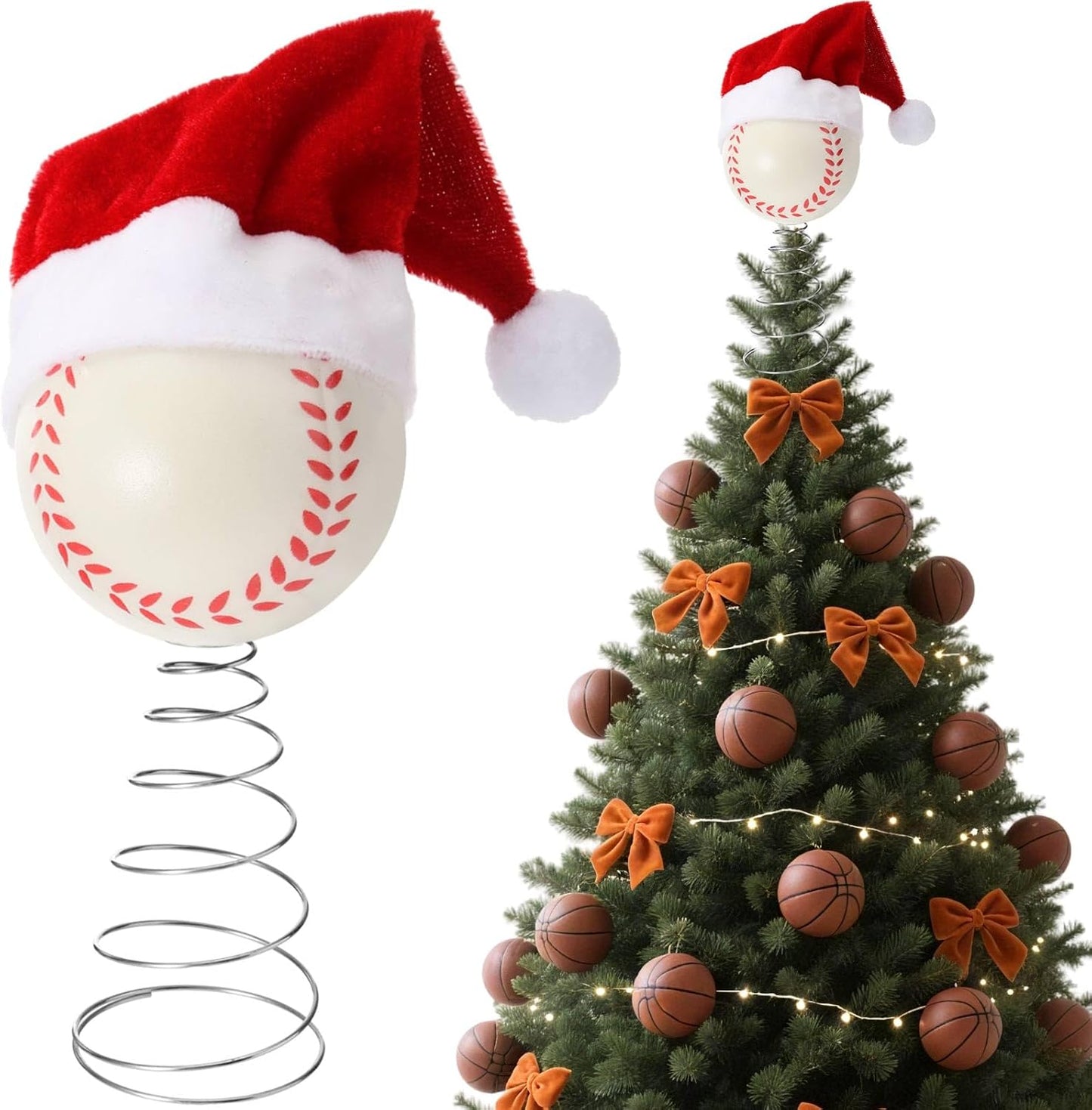 Soulchen 2.4 Inch Softball Christmas Tree Topper Ornament - Mini Tree Top Decor, Home Xmas Party & Tabletop Display - Gift for Men, Senior Fans, Players & Teams