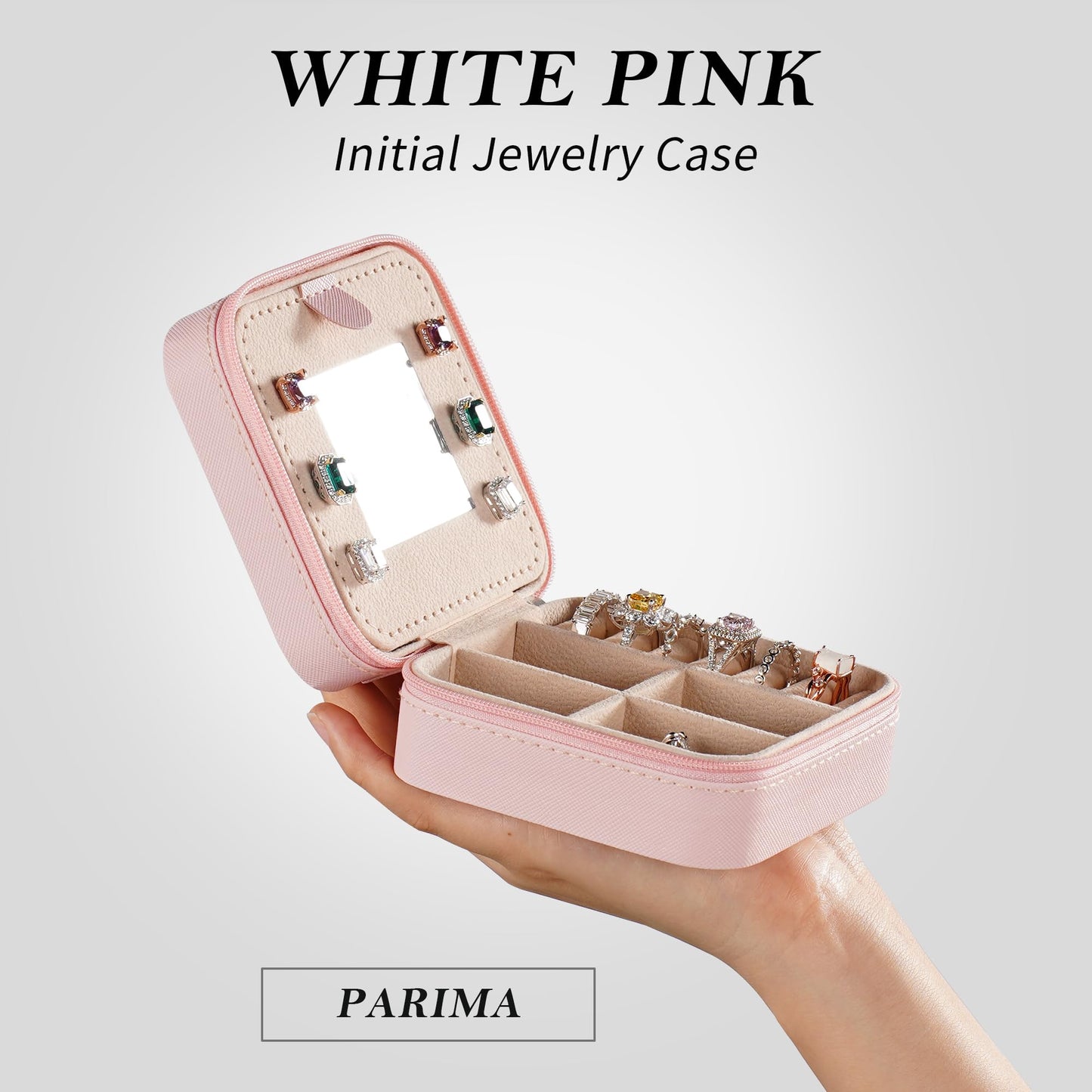 Parima Gifts for Teen Girls - 2025 Travel Jewelry Case Gifts Ideas, 6,7,8,9,10,11,12,13,14 Year Old Girl Birthday Gift Travel Jewelry Organizer Christmas Gifts for Daughter - Letter E, Pink