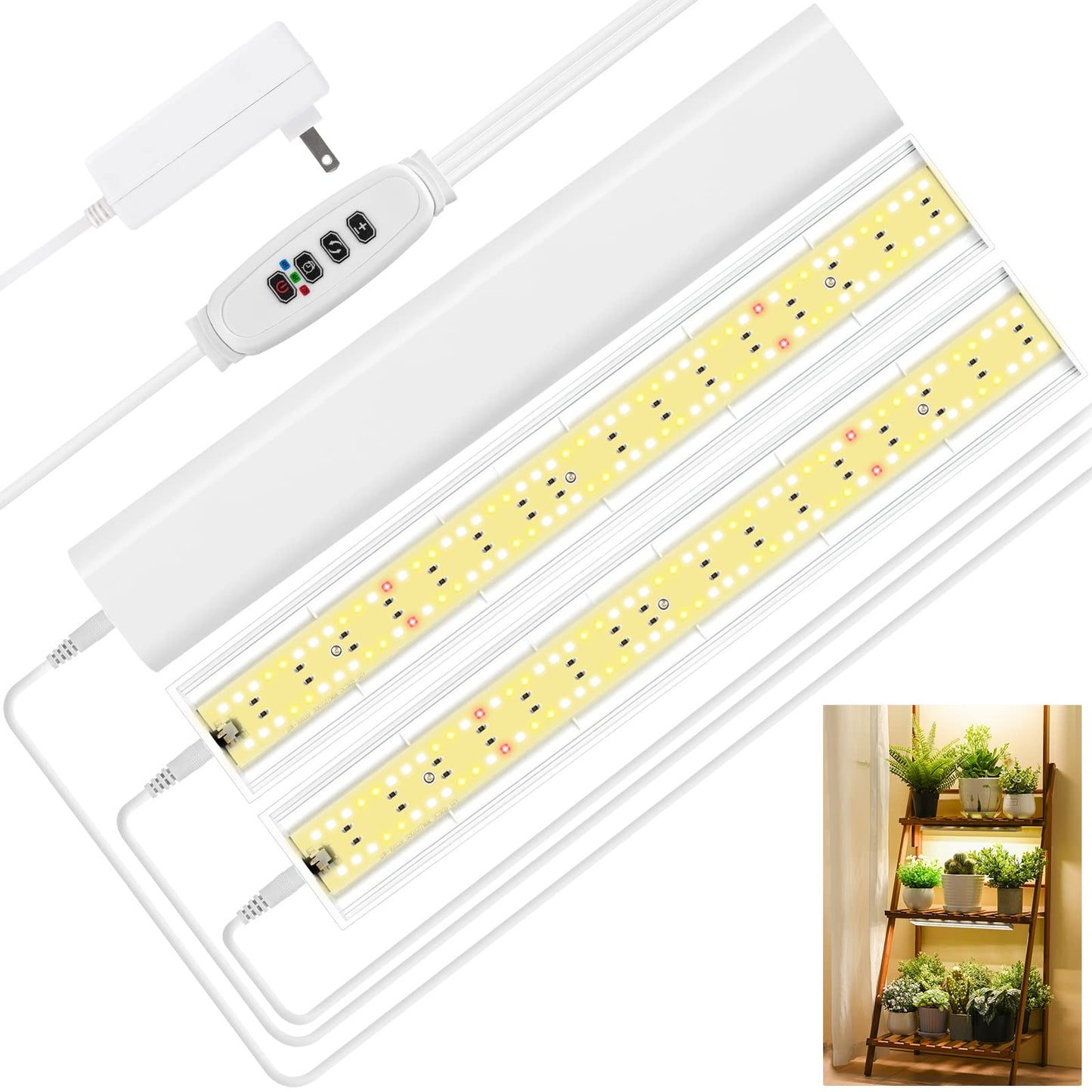 FOXGARDEN Grow Light Strip, Full Spectrum 288 LED, Auto Timer, 3 Modes, 10 Dimmable Brightness, Tri Heads, White Plastic, Model 30301