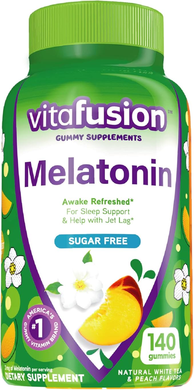 Vitafusion Melatonin 140 Count and Vitamin B12 Gummy Vitamins, 90 Count Cherry Flavor for Energy Metabolism and Nervous System Support