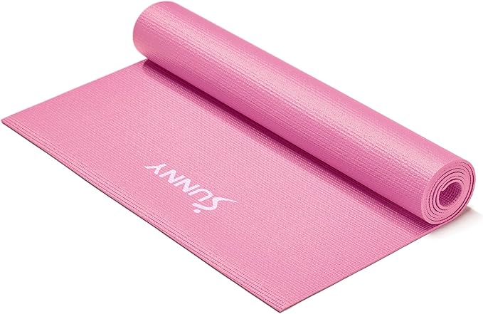 Sunny Health & Fitness Non-Slip Yoga Mat – Durable, Anti-Tear, Lightweight, Cushioned Support for Yoga, Pilates, Stretchin...