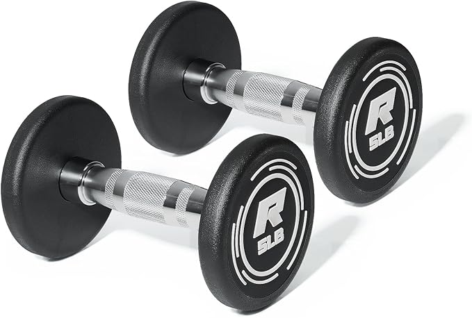 RitFit 5-250 LBS PVC Encased Round Dumbbell sets with Knurled Handle and Optional Rack, Strength Training Equipment for Ho...