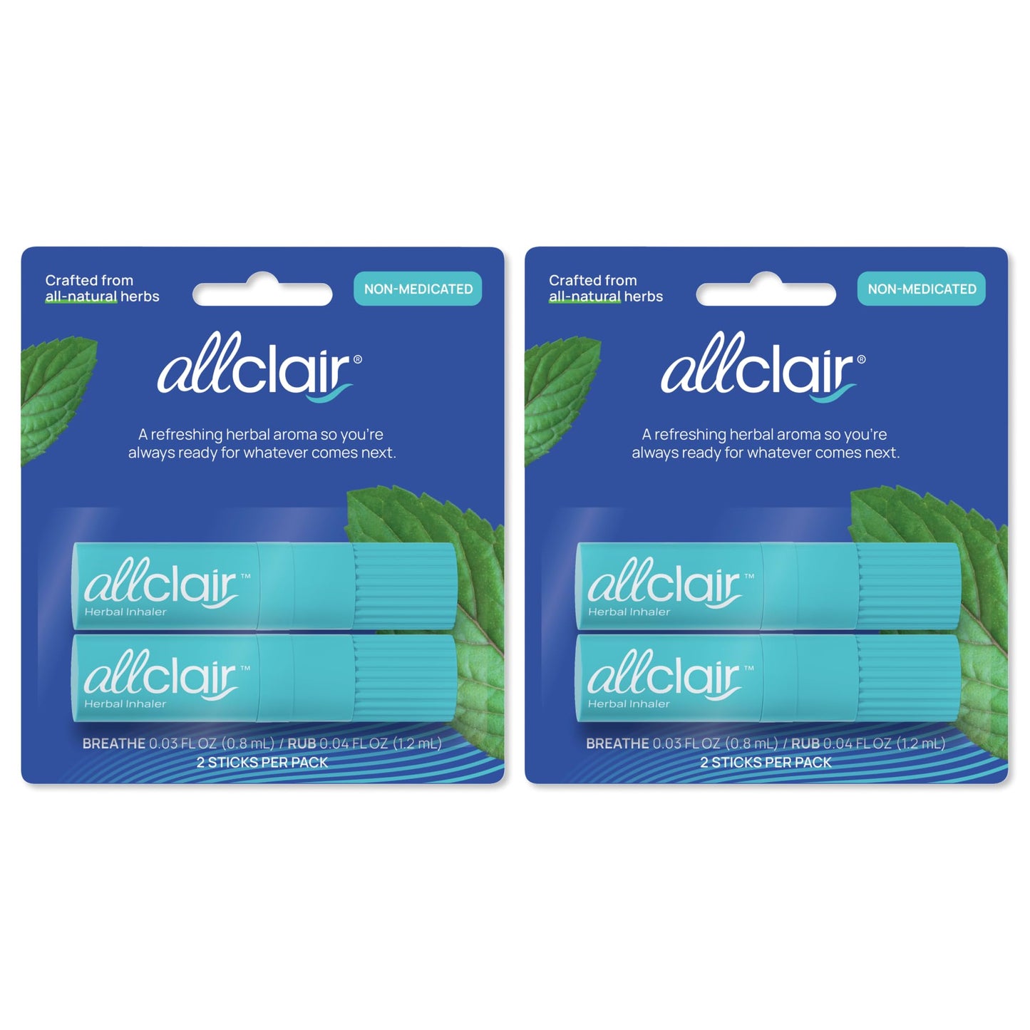 Allclair Nausea Relief Inhaler - Take Control of Motion Sickness, Morning Sickness, Medication, Stress - Fast, Natural, Drug-Free, Non-Drowsy & Portable Travel Essential (4 Inhalers)