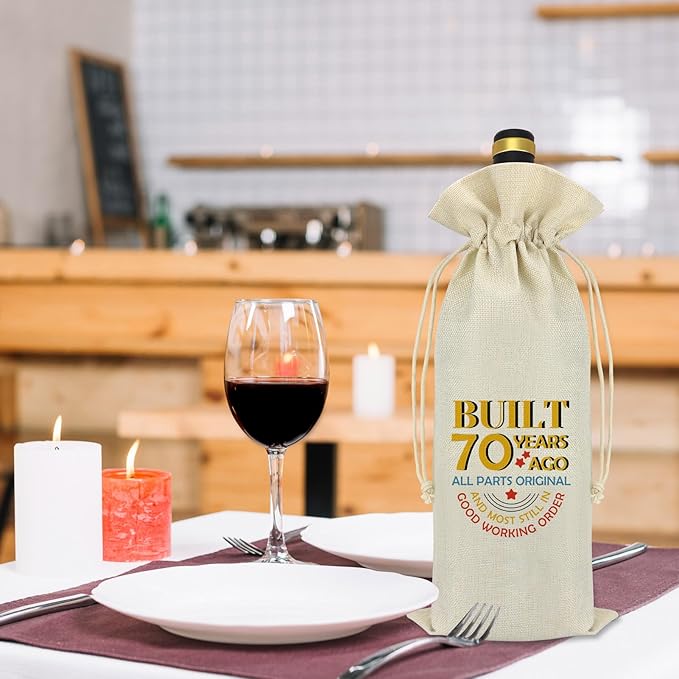 70th Birthday Gifts for Grandma Grandpa Wine Bag 70 Year Old Birthday Gift for Dad Mom 70th Anniversary Wedding Gift for Husband Wife Turning 70 Present for Women Men Decorations Wine Bottle Bag