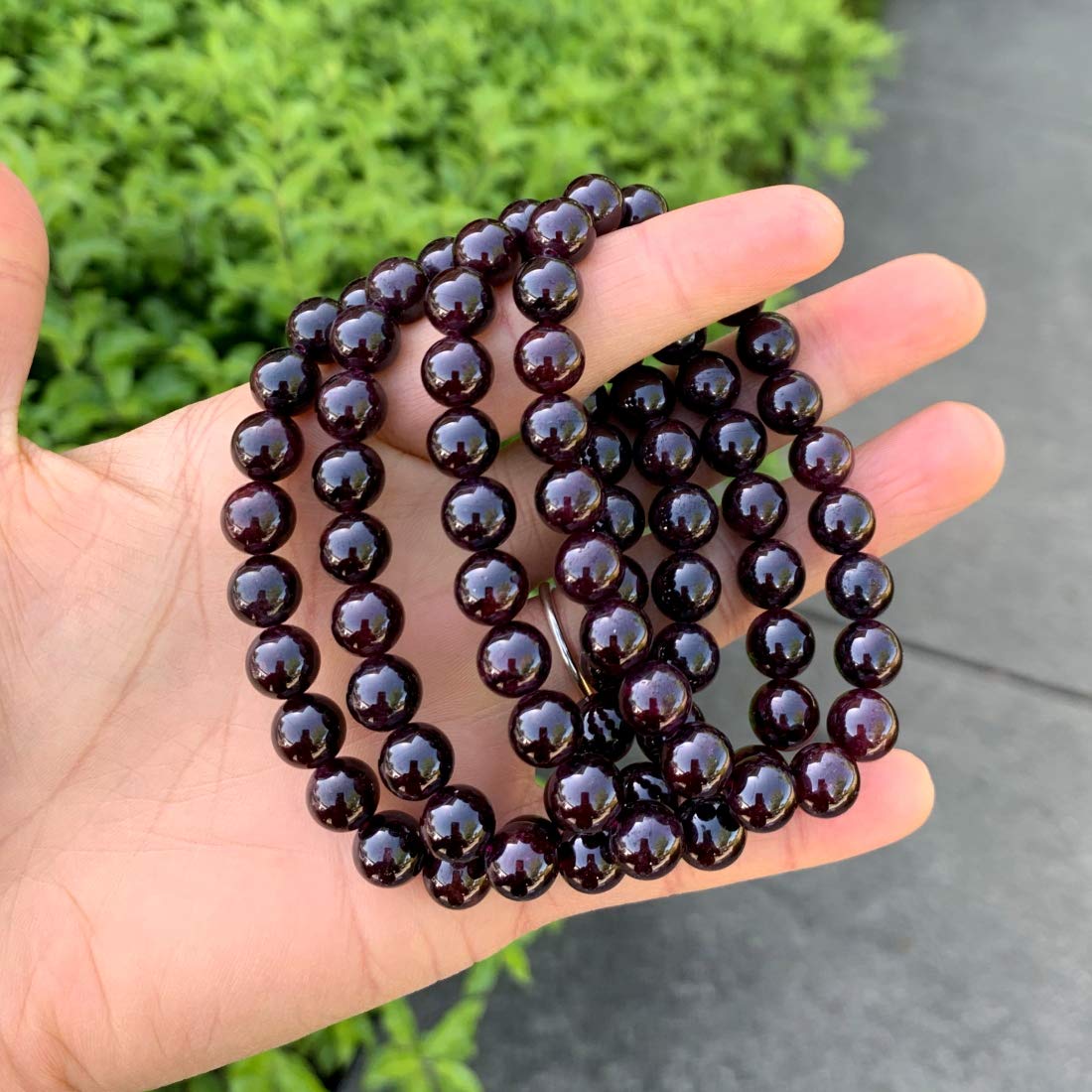 Adabele Real Natural Garnet Bracelet 8.5 inch Stretch Gemstone Beaded Bracelet Chakra Healing Crystal Stone Jewelry Women Mom Gi