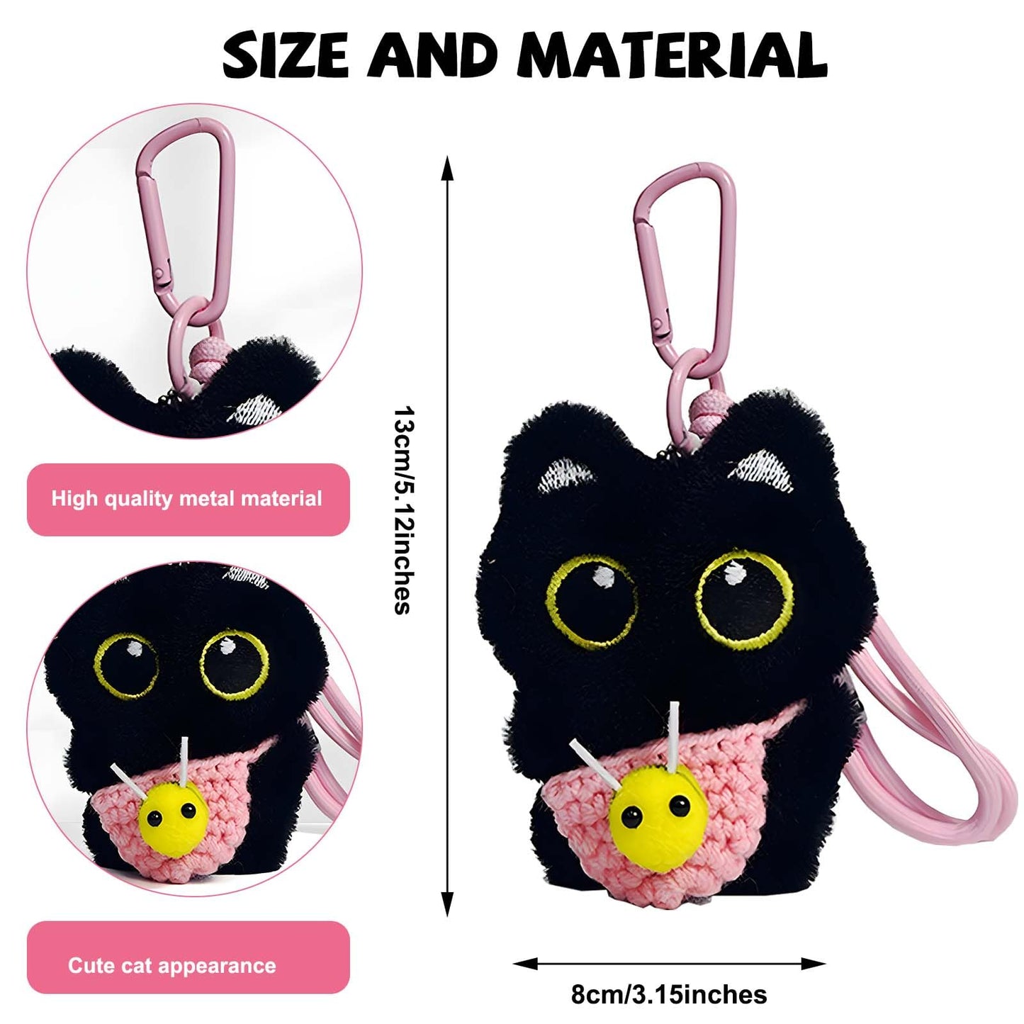 Cat Plush Keychain – Funny Animal Keyring Charm for Women,Kids | Car Key Handbag Purse Backpack Decor & Birthday Gift