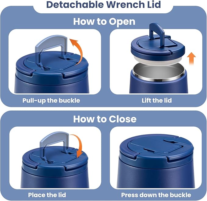 Kids Thermo for Hot Food 20oz Lunch Containers with Buckle Lid Wide Mouth Hot Food Jar Vacuum Insulated Stainless Steel Bento Box Leakproof with Spoon(Blue)
