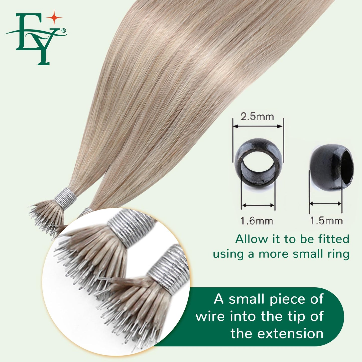 Easyouth Nano Bead Hair Extensions Blonde Nano Hair Extensions Human Hair Ash Blonde Highlighted Blond Nano Tip Hair Extension R