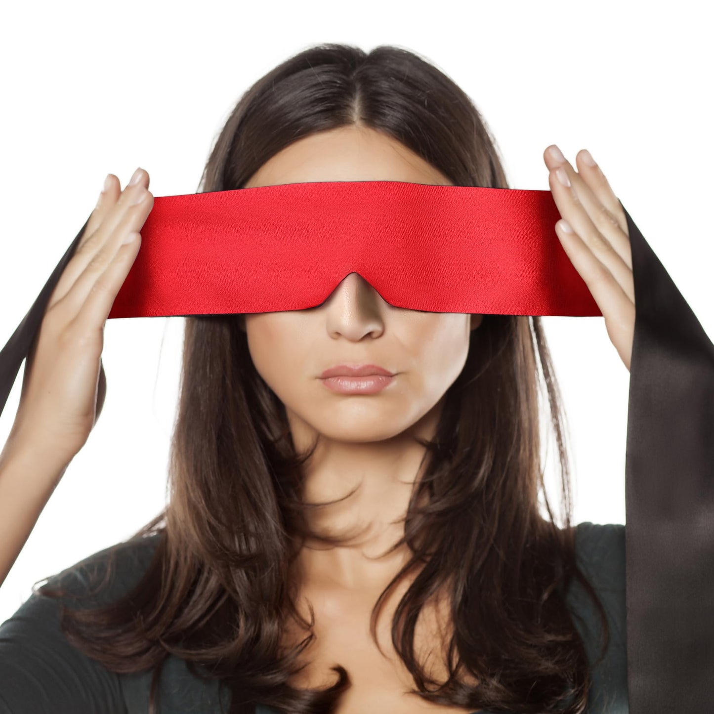 FRESHME Satin Eye Mask Sleeping - Adjustable Eye Shade Soft and Comfortable Satin Eye Blinder Cover for Women Men Night Travel Nap Meditation Valentine's Day Gift 160cm/63in Black and Red