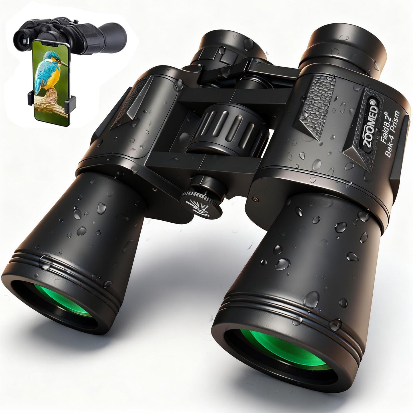 20x50 High Powered Binoculars for Adults with Smart Phone Adapter - Waterproof Compact Hunting Binoculars for Bird Watching, Low