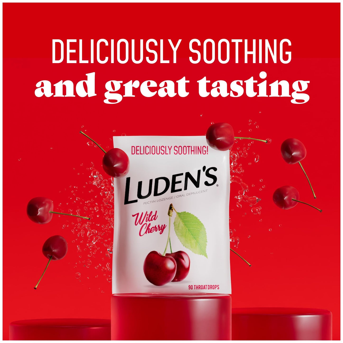Ludens Deliciously Soothing Throat Drops, Wild Cherry Flavor, 90 Count (Pack of 4)