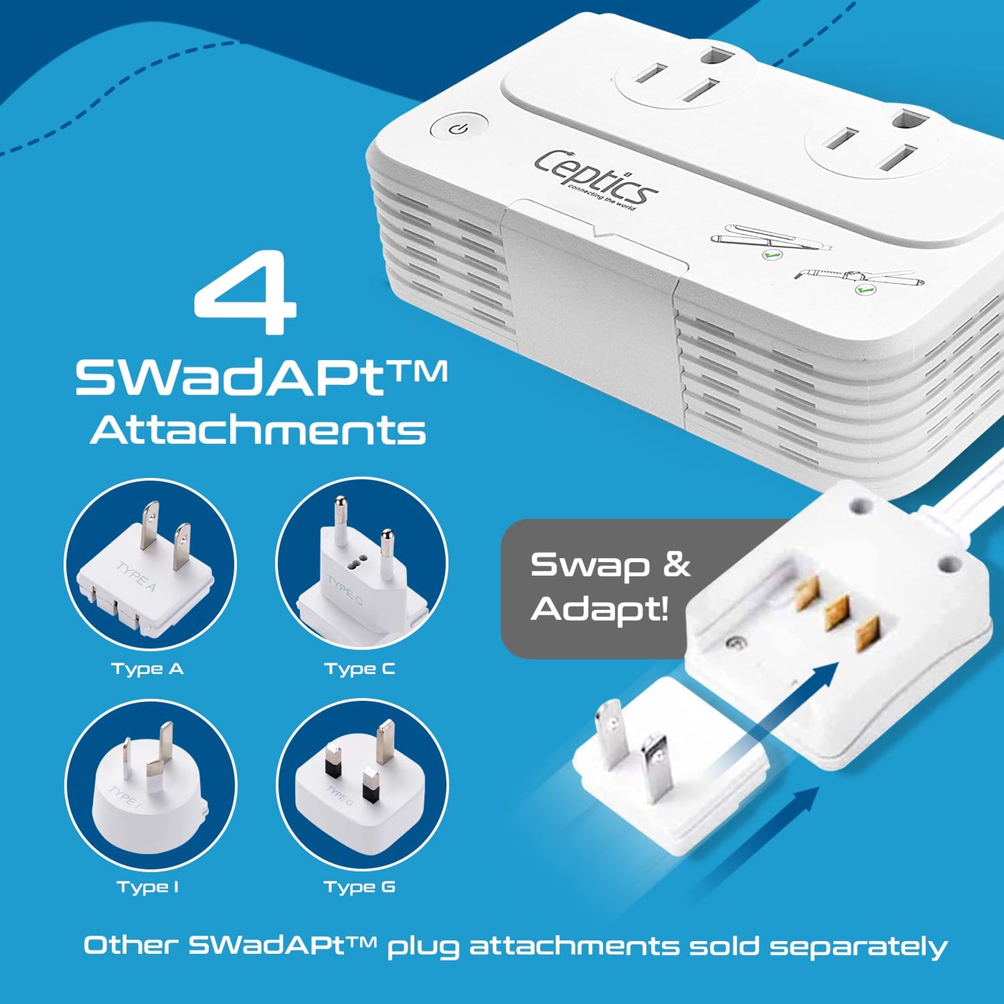 Ceptics 200 W Voltage Converter, Convert 220 V To 110V For Devices Like Curling Iron, Straightener, Chargers, Step Down World Po