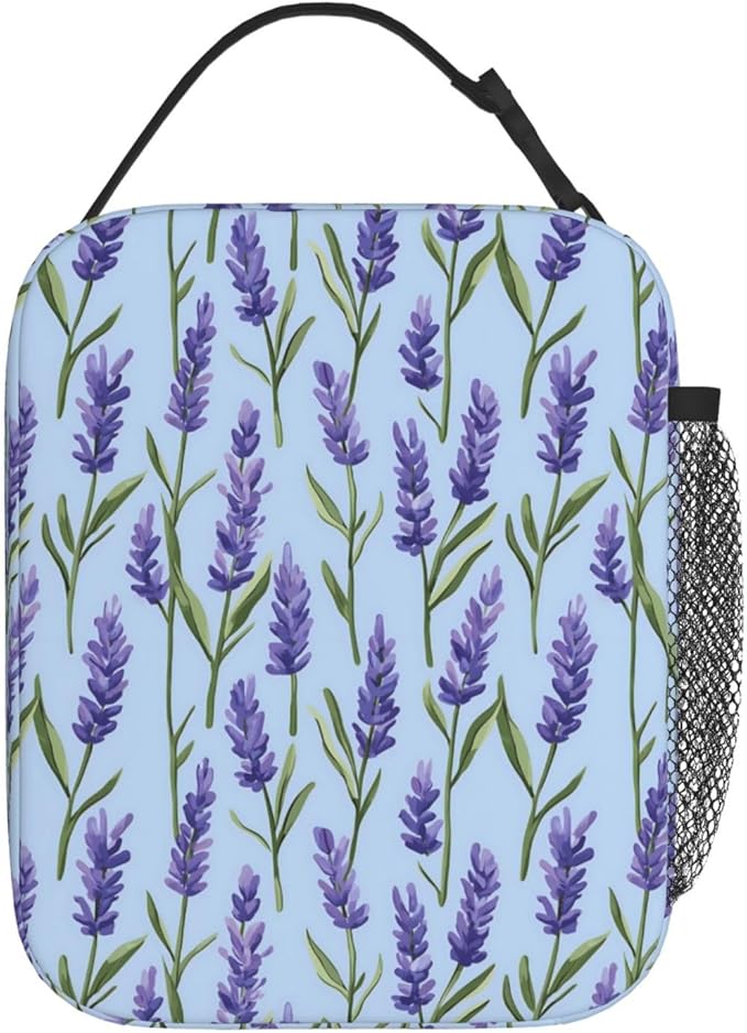 Elegant Lavender Lunch Box for Adults,Men,Women,Purple Floral Design Insulated Lunchbox,Leakproof Tote Bag,Reusable Cooler Bags for Work,Picnic,Office,Travel,Practical Lunchbag Gifts
