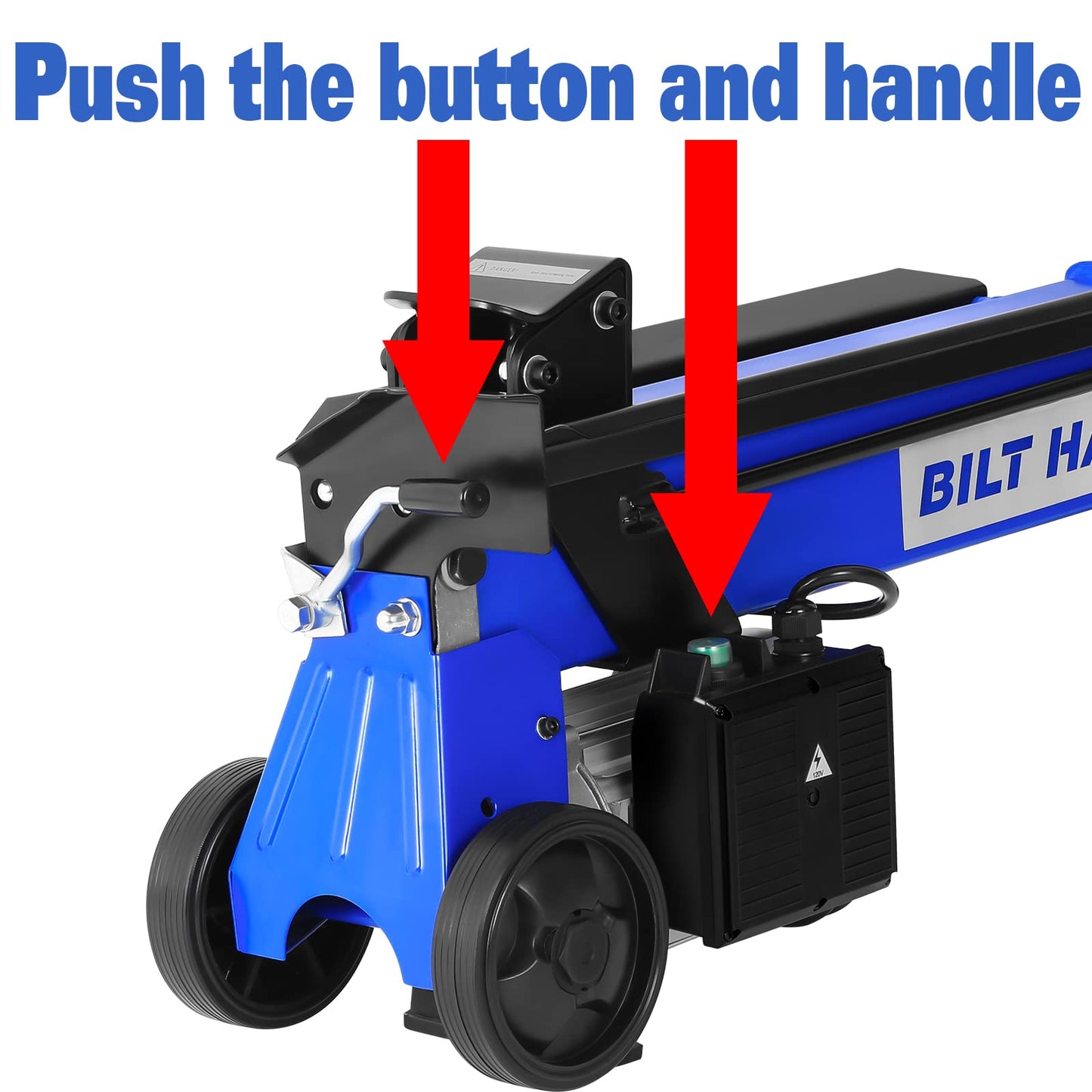 BILT HARD Log Splitter 6.5 Ton, Wood Splitter Electric Powered 15Amp, with Hydraulic Ram, Electric Firewood Splitting Machine, Horizontal