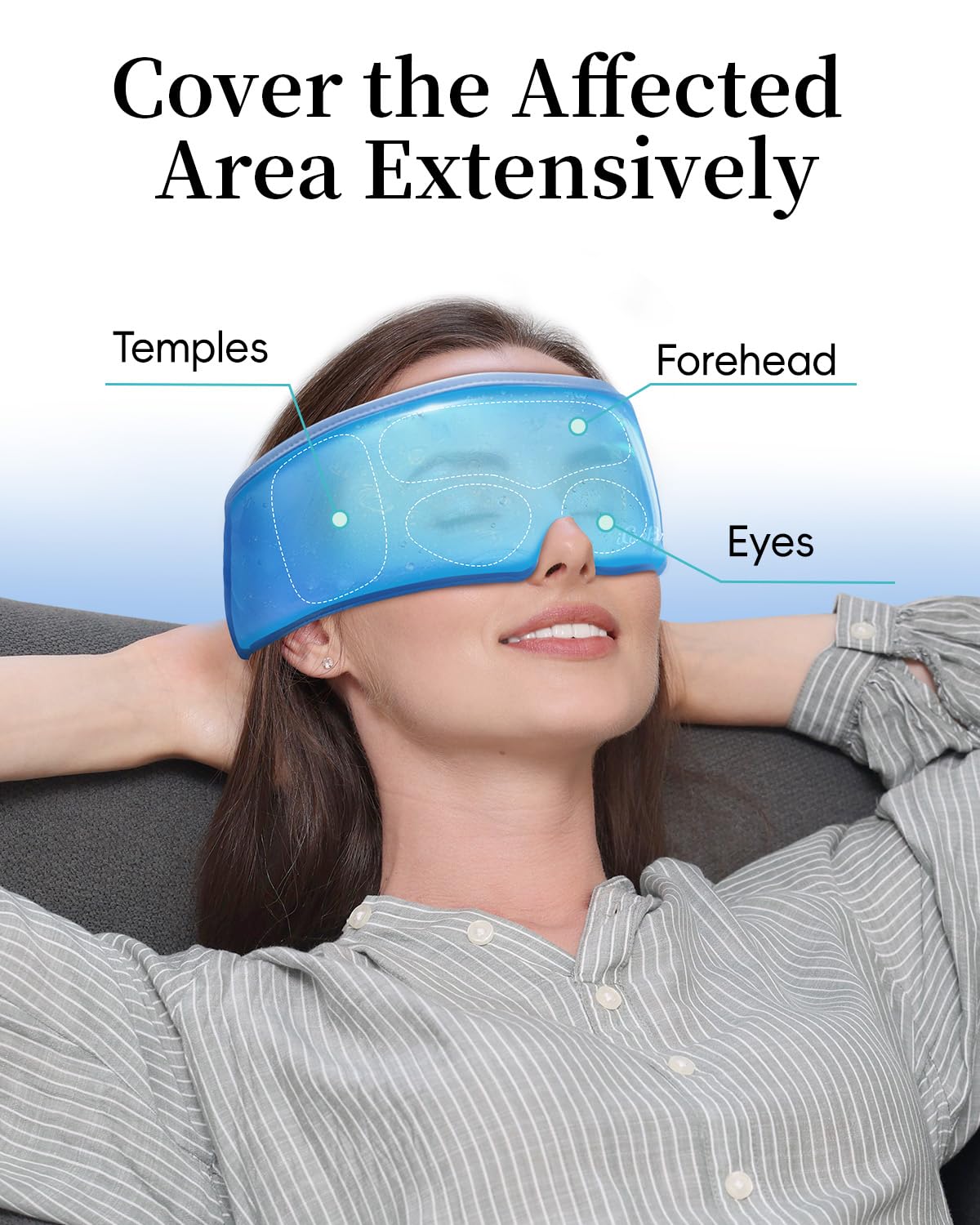 Cooling Eye Mask for Puffy Eyes, Headache and Migraine Relief Gel Eye Mask, for Headache, Puffiness, Eye Strain, Sinusitis & Post-Surgery Care – Large Soft Reusable Cold Eye Compress, Deep Blue