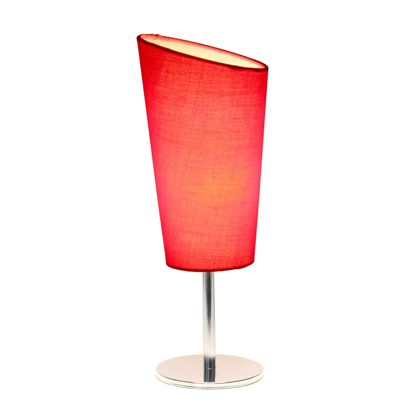 Simple Designs Lt2061-Red Mini Table Lamp, Red Fabric Shade, Metal, Pack Of 1