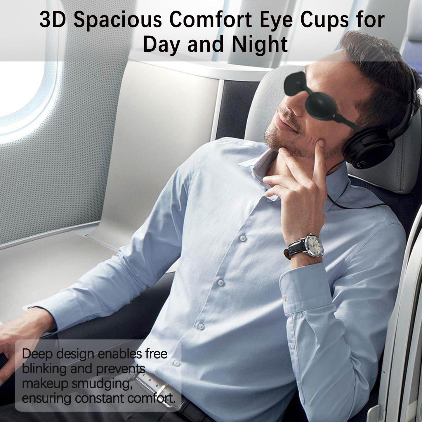 Moisture Chamber Glasses for Dry Eyes – Vowleike 3D Silicone Small Face Design Soft Sleep Goggles for CPAP Users with Adjustable Strap, Reusable Hydrating Sleep Eye Mask for Night (Semi-Matte Black)