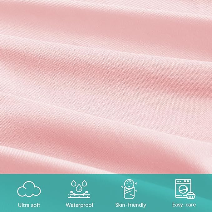 Changing Pad Cover Waterproof, 2 Pack Diaper Change Table Sheets for Baby Boys Girls, Fitted Cradle Sheets for 32"x16" Contoured Pad, Breathable & Ultra Soft, Pink