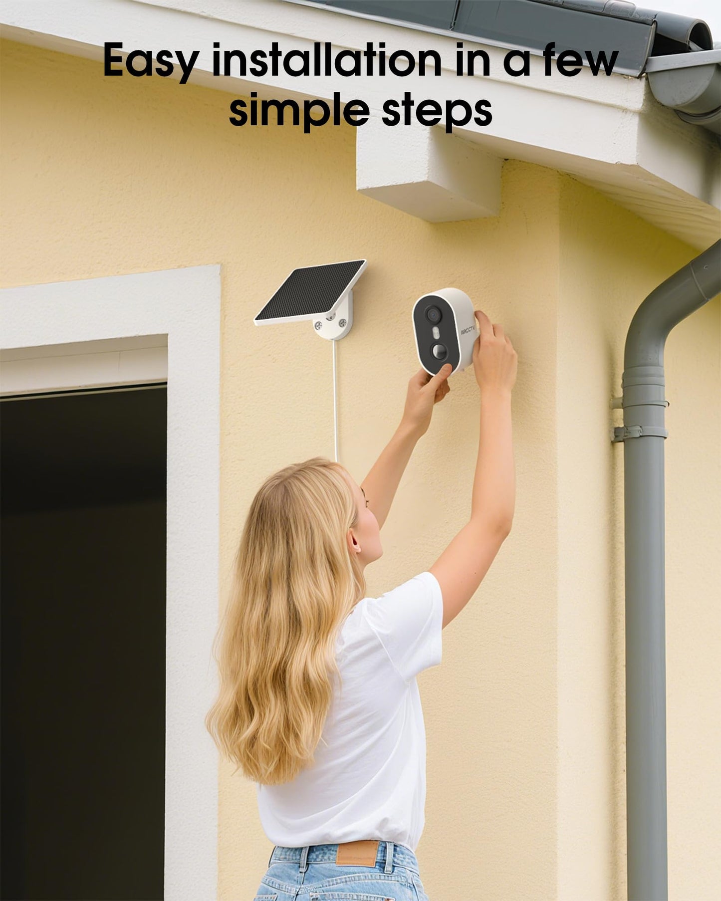 ARCCTV Security Camera Wireless Outdoor, 4MP Recharge Battery Powered WiFi Camera with Solar Panel, Motion Detection, Color Night Vision, 2-Way-Audio, 2.4G/5G Dual Band WiFi