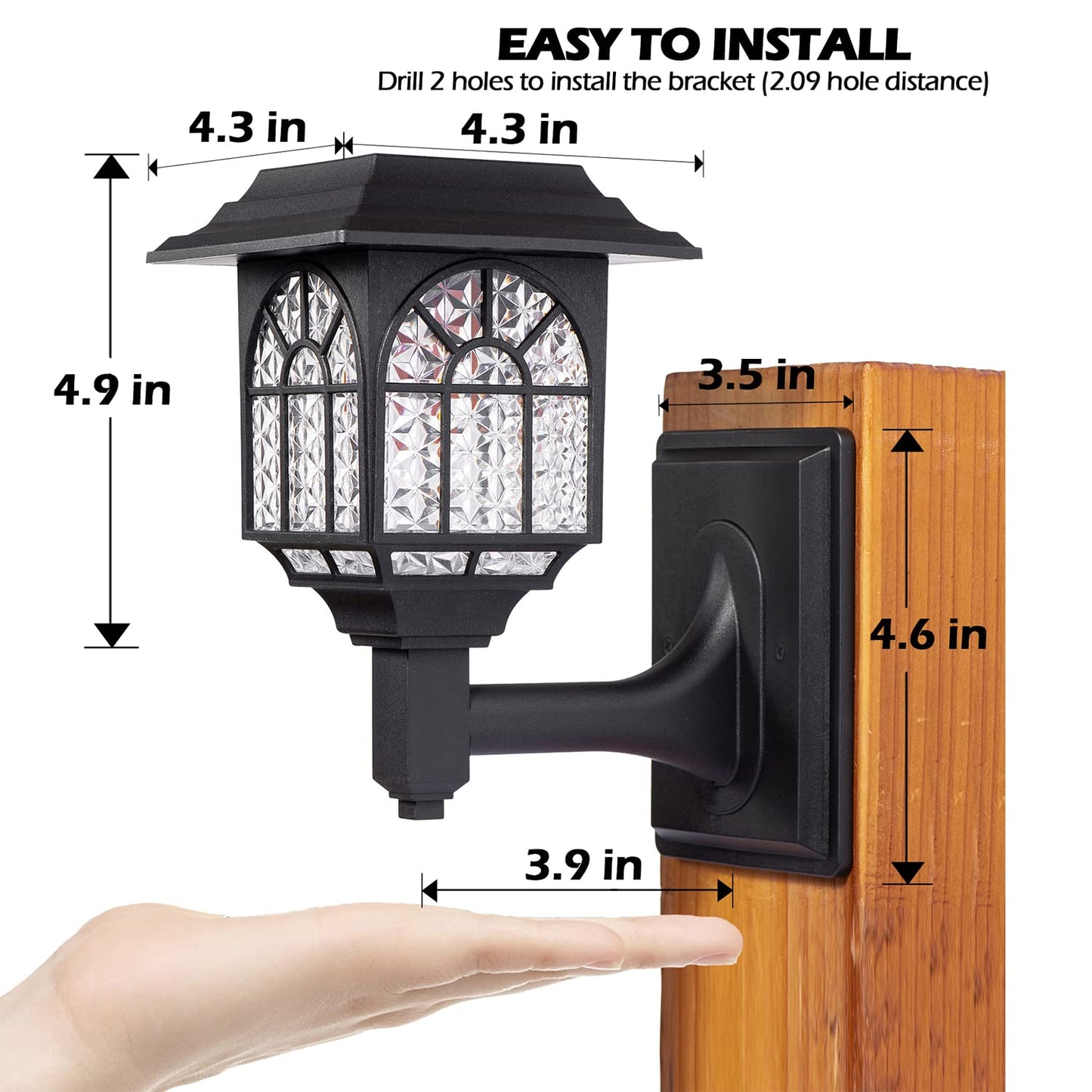 Leidrail Solar Fence Lights, 4 Pack Waterproof Led Lanterns, Warm White, Black, Model Ld010-4Pk For Garden And Patio Lighting
