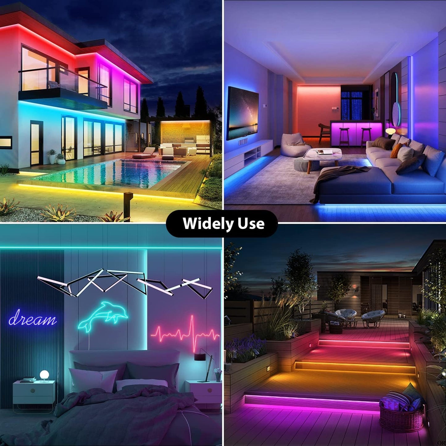 Lucienstar 16.4Ft Rgb Neon Rope Lights, Waterproof Led Strip, App/Remote Control, Music Sync, Flexible Silicone For Outdoor/Indoor Decor