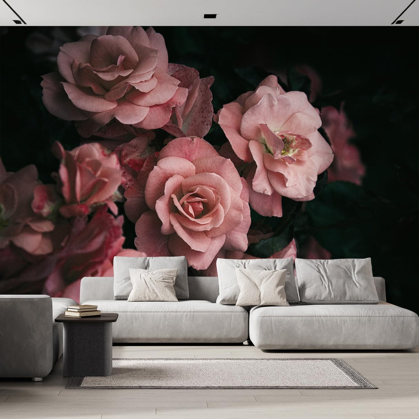 wall26 Wall Sticker/Wall Mural Dark Rose Flower Blossoms Nature Wilderness, Not Peel and Stick, Non-Woven Wallpaper Decorative for Bedroom, Living Room, Office - 108x120 inches