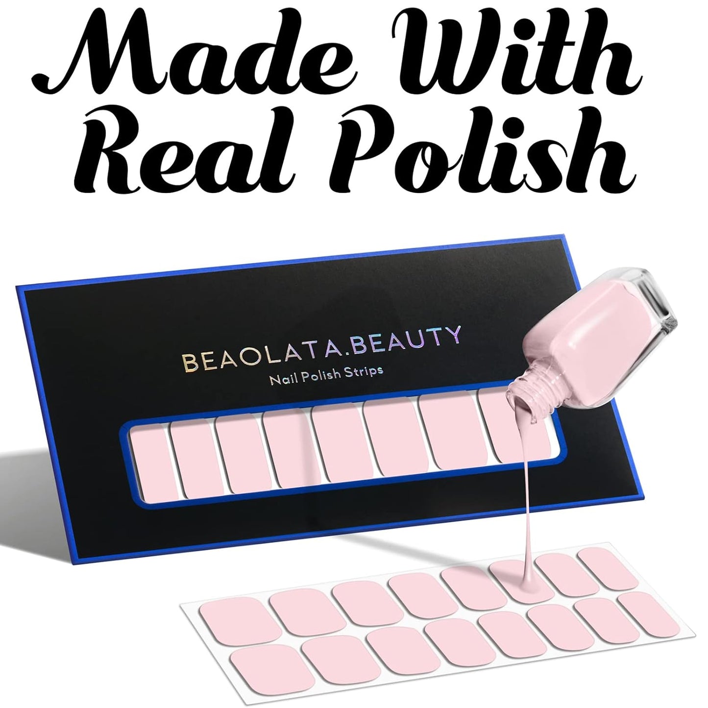 Nail Polish Strips, 32PCS Salon Quality Wraps, Long Lasting Gel Nail Stickers for Women Easy Apply& Remove (White Ray Drift)
