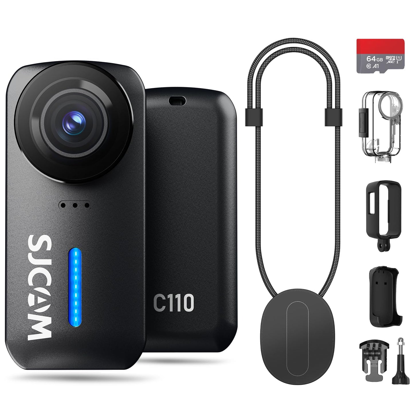 Sjcam 4K Pocket Cam, Tiny Action Camera, Mini Stabilized Body Camera & Portable Pov, Waterproof, Wearable, Built-In Spkr & Mic F