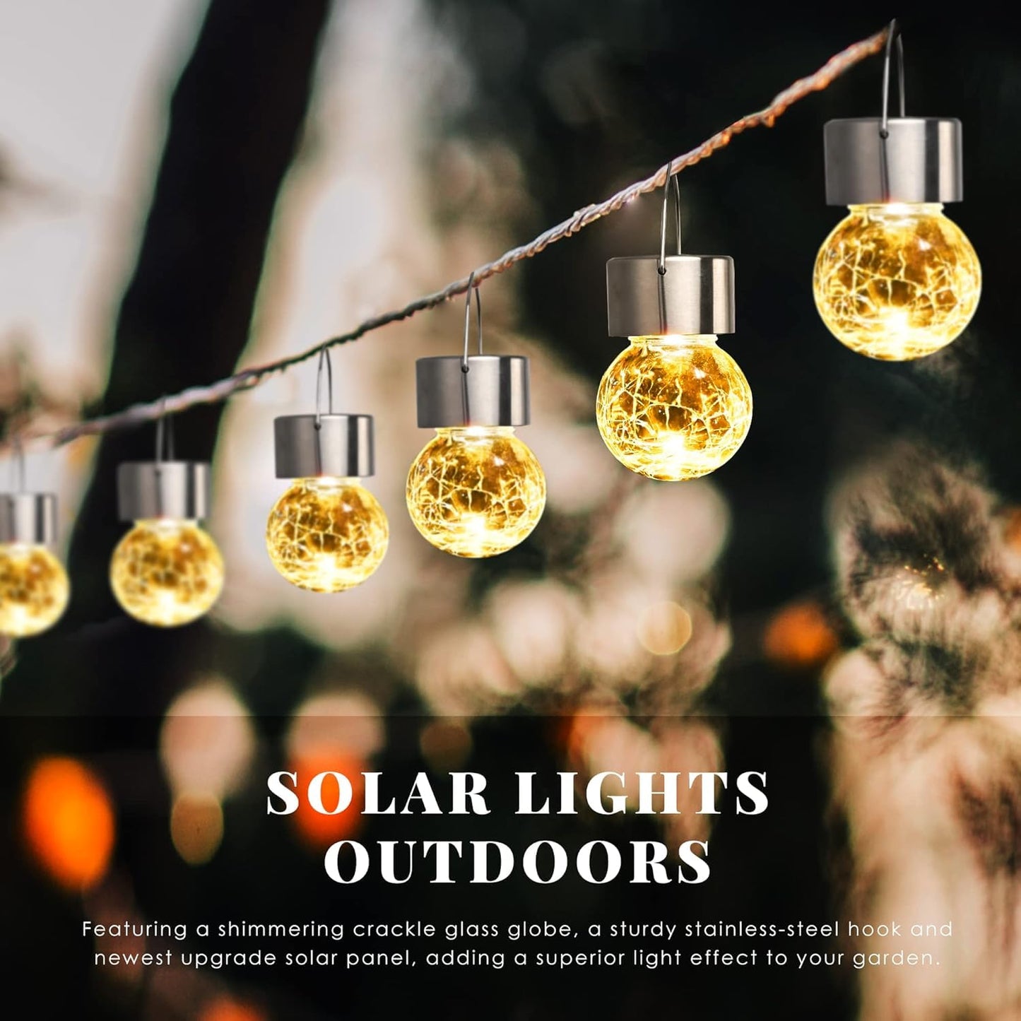 Solpex Hanging Solar Globe Lights, 8 Pack, Warm White  ed Glass, Waterproof Outdoor Lighting For Garden, Patio, Lawn, Model 8C-Xin-N