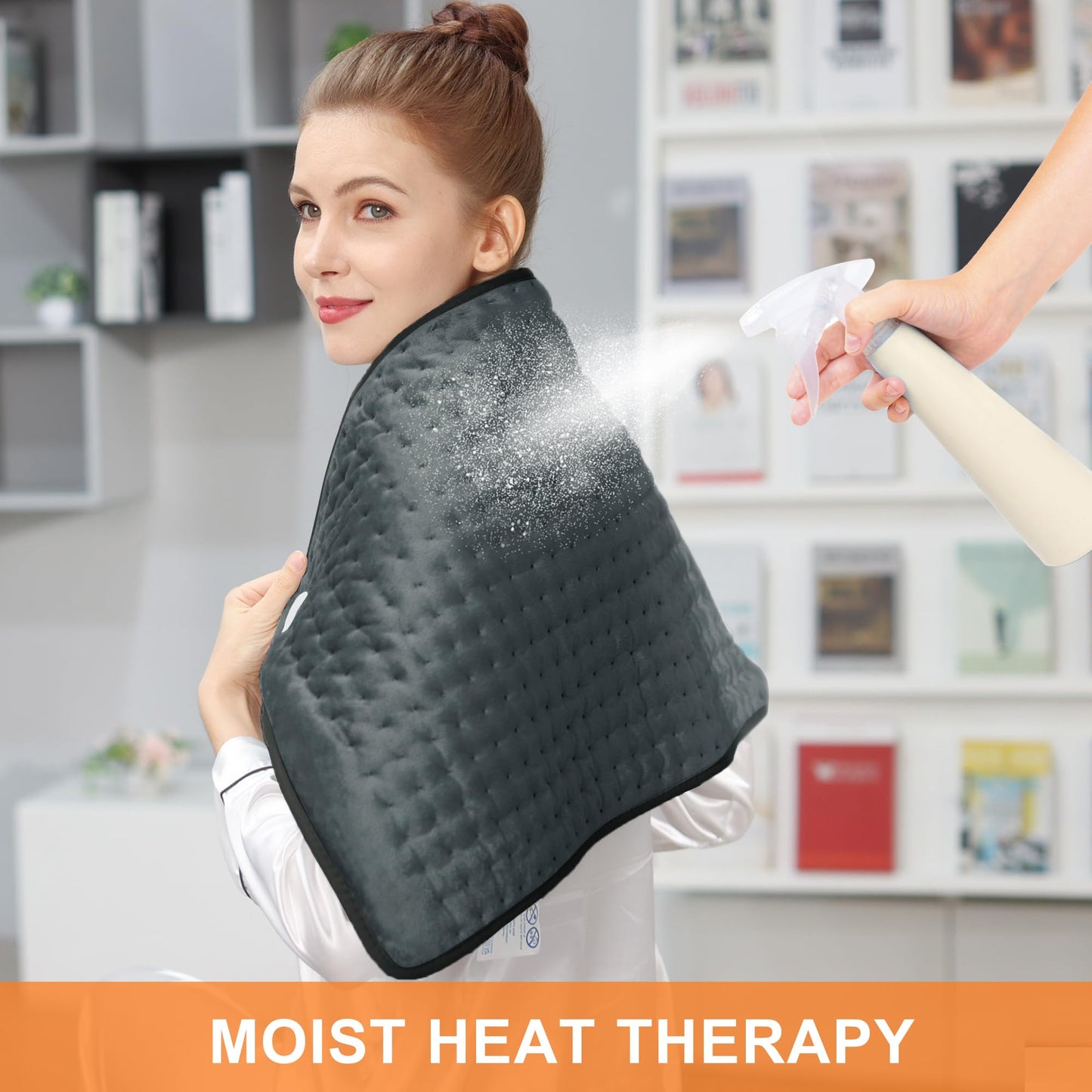 Deepsoon Heating Pad,Electric Heating Pads for Back,Neck,Abdomen,Moist Heating Pad for Shoulder,Knee,Arms,Legs,Dry/Moist Heat & Auto Shut Off,Christmas Gifts for Men and Women,Dark Gray,33x17 Inch