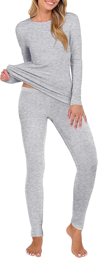 ANRABESS Thermal Underwear for Women Long Johns Fleece Lined Base Layer Pajama Set Cold Weather Top Bottom Winter Clothing