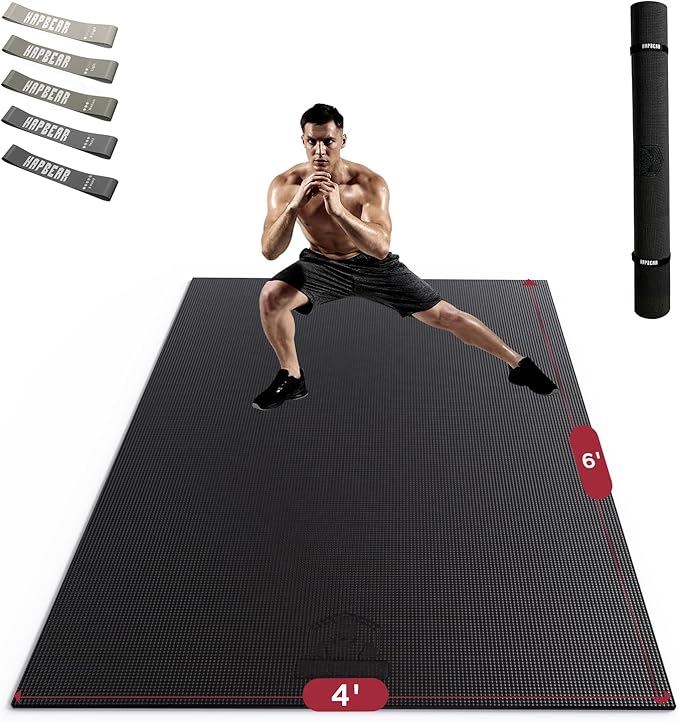 HAPBEAR Extra Large Exercise Mat-7'x5'/6'x8'/6'x9'/6'x10'/6'x12'x8mm(1/3 inch),Non-Slip, Ultra Durable, Thick Workout Mats...